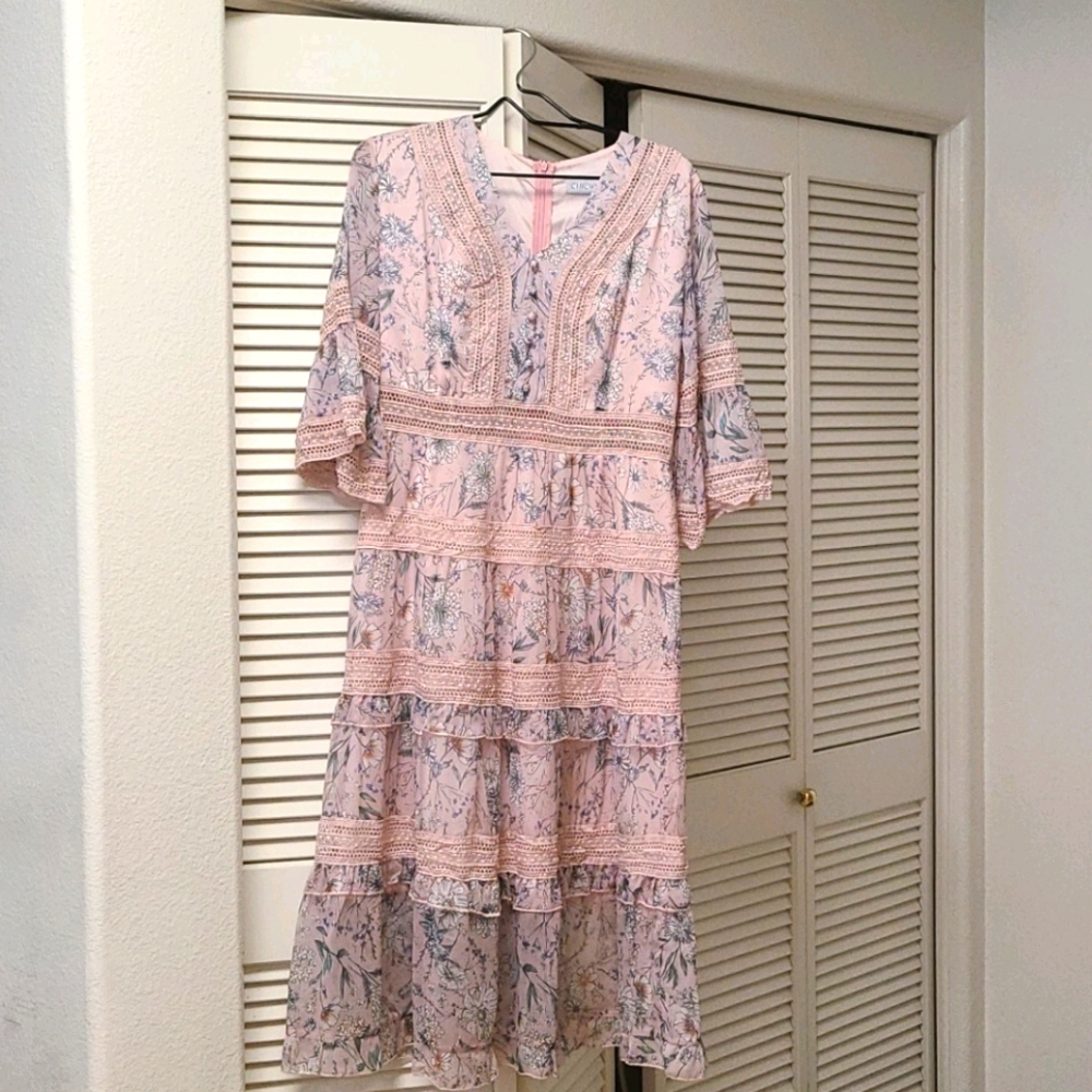 Chicwish Hidden Love Floral Eyelet Chiffon Dress